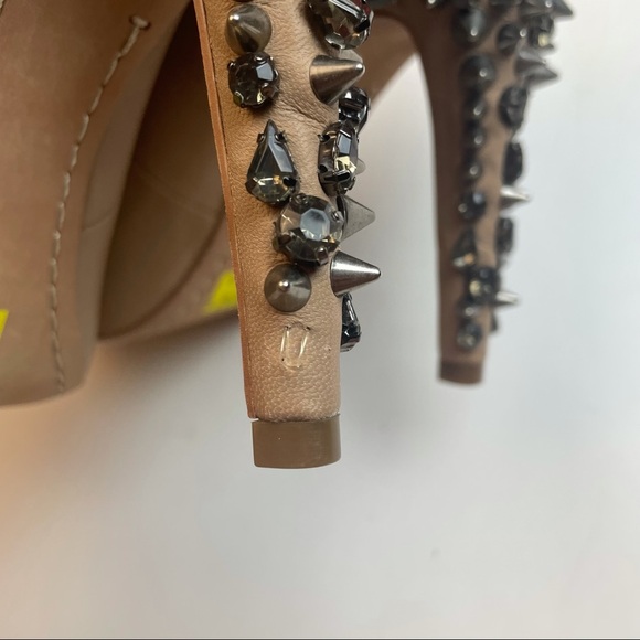 Sam Edelman Nude Spiked Leather Heels Size 6 - Picture 6 of 16